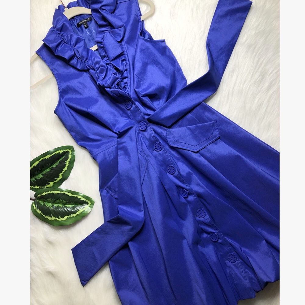 SAMUEL DONG Royal Purple High Neck Bubble Dress